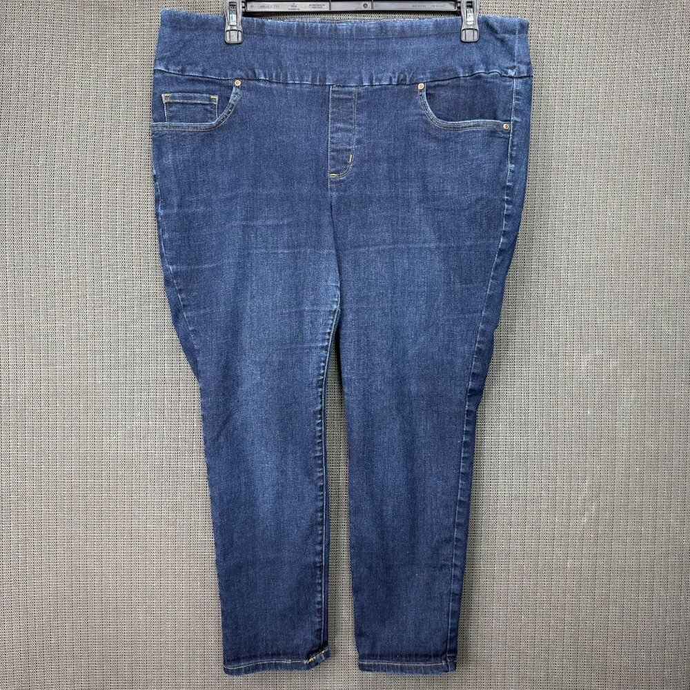 Lee Womans Plus Size 18W Blue Skinny Leg Mid Rise Slip On Sculpting Jeans